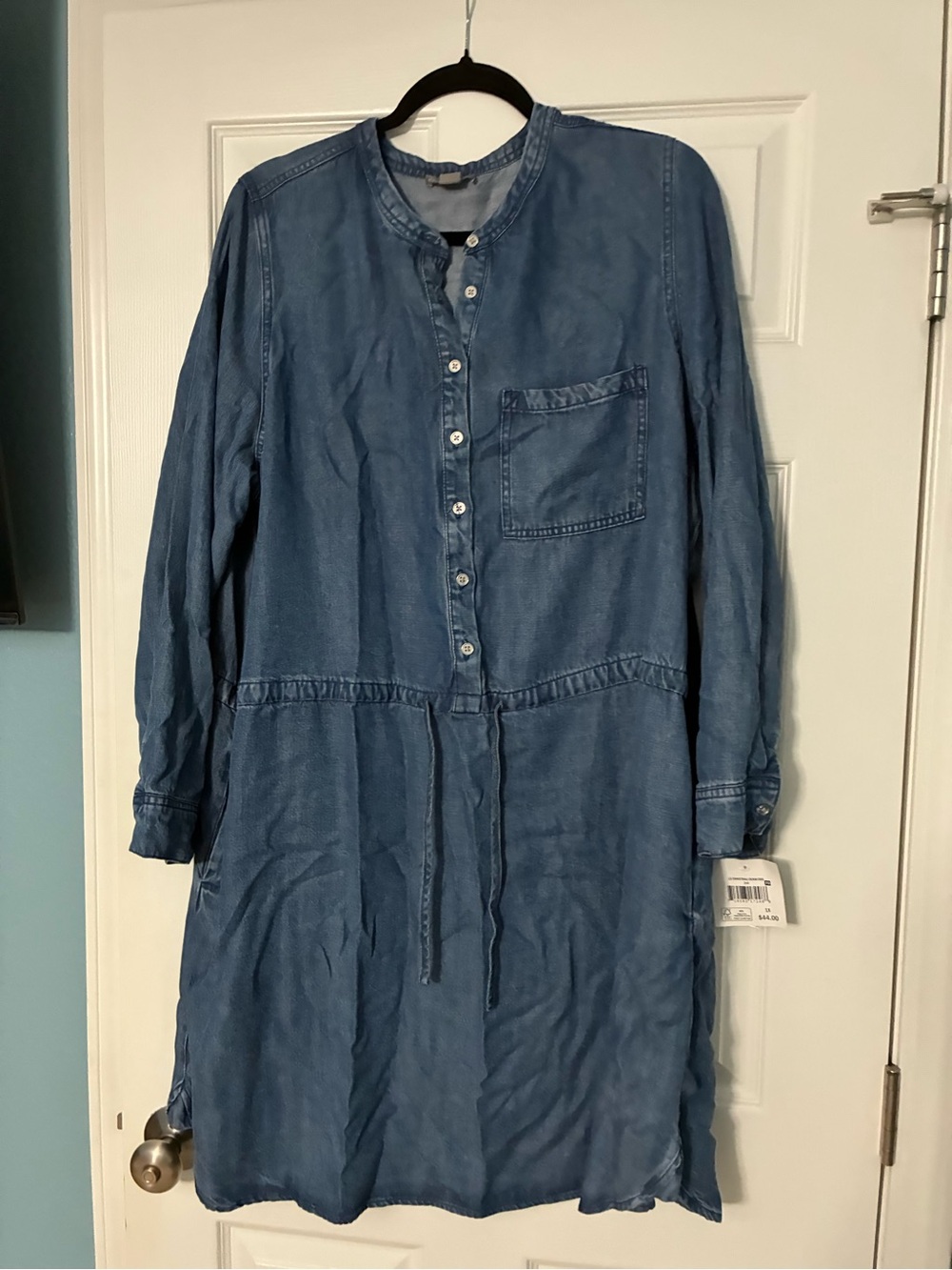 Falls Creek Blue Long Sleeve Button Front Dress